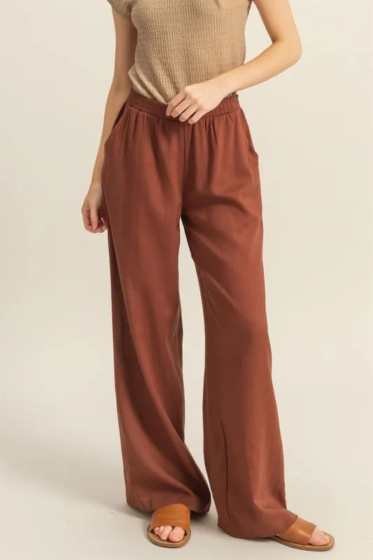 HYFVE Elastic Waist Wide Leg Pants