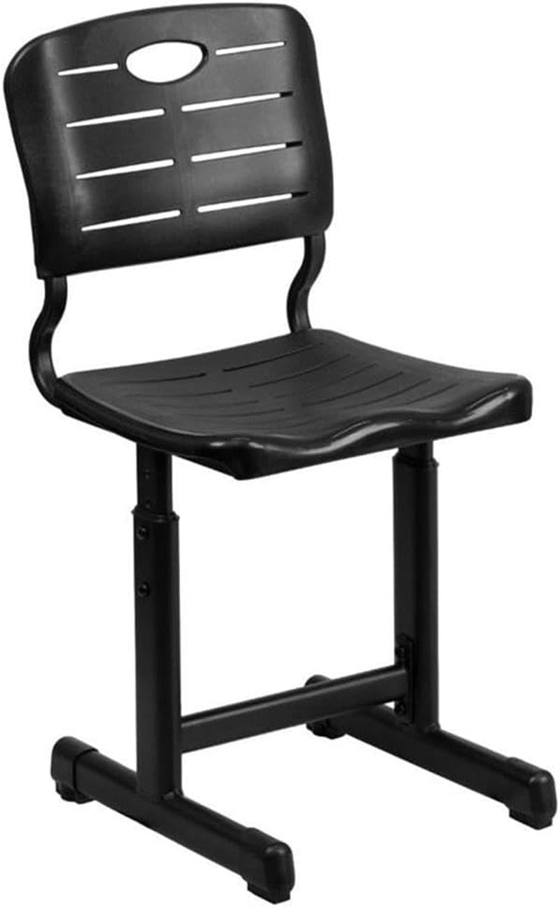 Adjustable Height Black Student Chair with Black Pedestal Frame-0