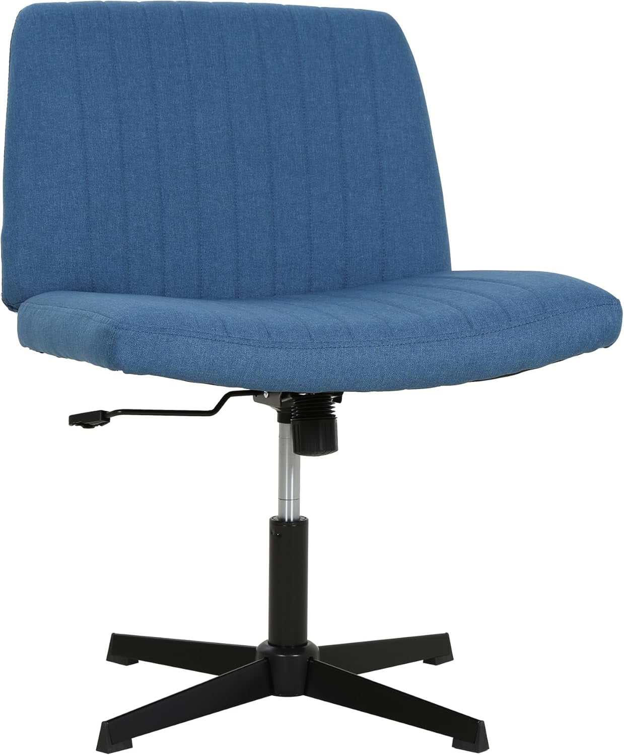 Criss Cross Chair Armless Cross Legged Office Desk Chair Adjustable Swivel Ergonomic Gaming Chair No Wheels Backrest with Wide Seat Native Sponge Computer Task Vanity Chair for Home Office,Blue-0