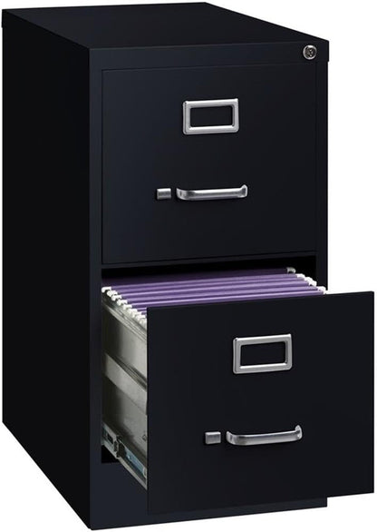 2 Drawers 28.38" Vertical Black Metal Filing Cabinet Lockable Pre-Assembled Stationary Letter Size for Home, Office-4