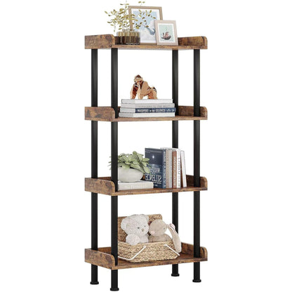 Bookcase 4 Tier Bookshelf, Vintage Small Bookshelf for Small Spaces, Wooden Book Shelf Small Bookcase for Living Room Bedroom-0
