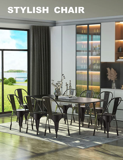 Stackable Metal Tolix Style Dining Chair, Set of 4, Black-3