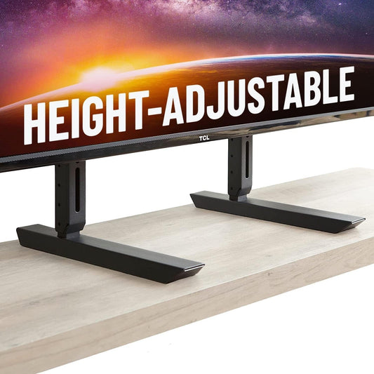 Universal Large TV Stand - Height Adjustable Base for Tvs up to 77" - Wobble-Free Replacement Stand Works W/Any TV Including Vizio, TCL, Samsung & More - Flat Design Compatible W/Soundbars-0