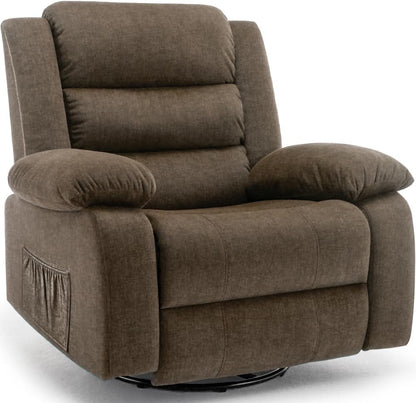 Recliner Chair, Wide Rocker Chair, Rocking Chair with Massage and Heat,360°Swivel Nursery Rocking Chairs, Oversized Recliner for Adults, Cashmere Reclining Sofa for Living Room, Brown-0