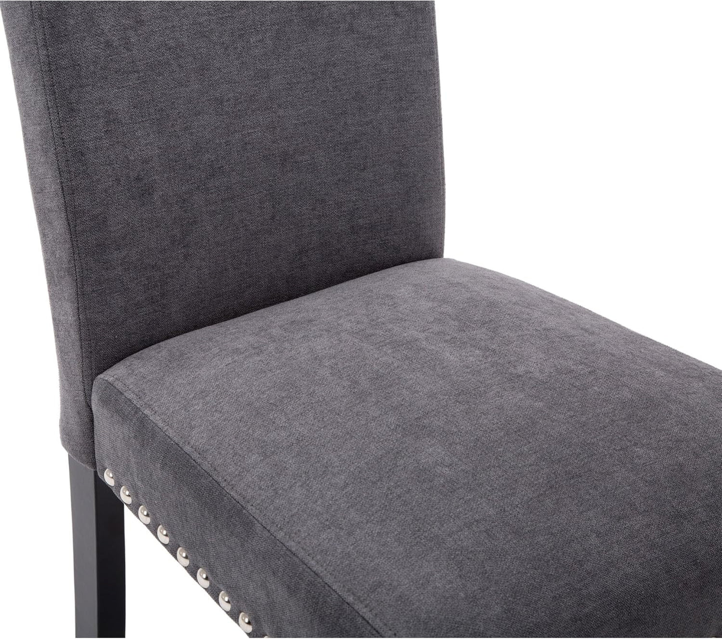 Dining Chair Upholstered Fabric Dining Chairs with Copper Nails,Set of 2,Grey-4