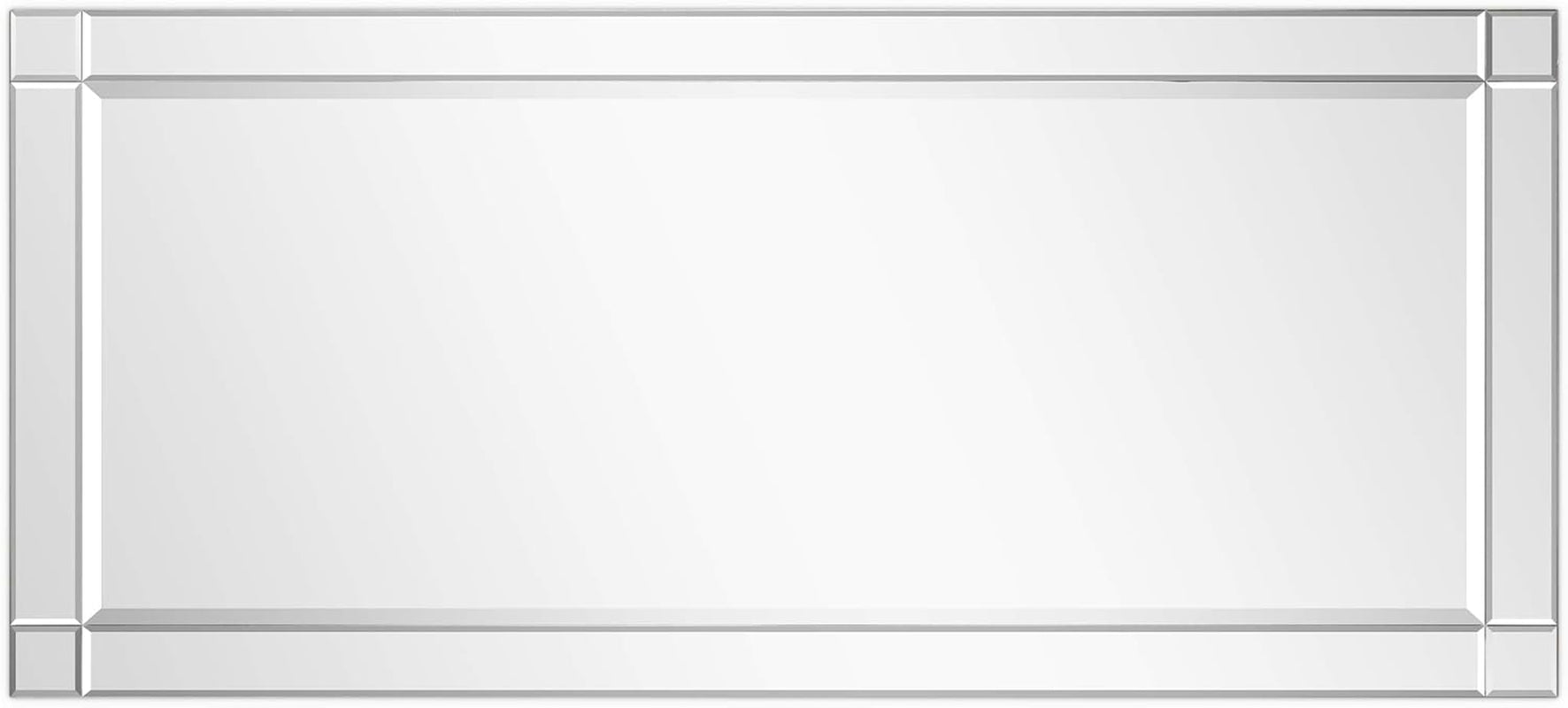 Modern Squared Corner Rectangle Wall Mirror for Vanity & Bathroom Solid Wood Frame, 1"-Beveled Center, Ready to Hang, 24" X 54", Clear-3