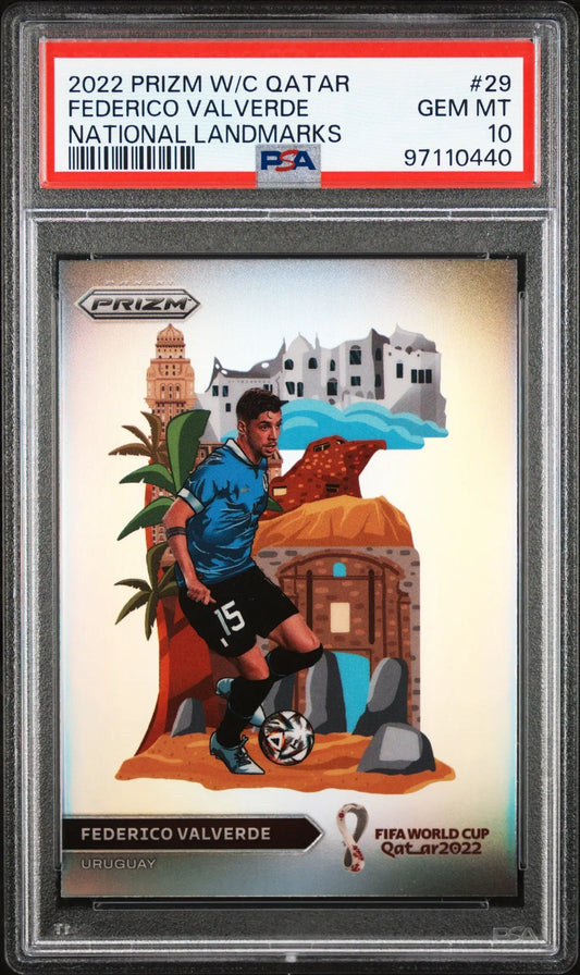 Federico Valverde 2022 Panini Prizm World Cup National Landmarks PSA 10 Gem Mint - Singles