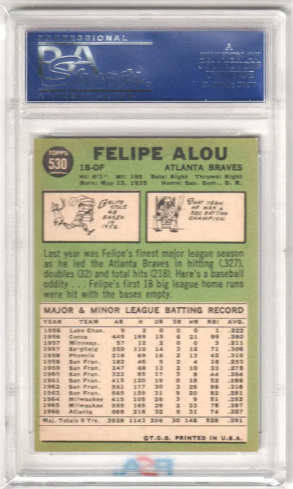 Graded Felipe Alou baseball card from 1967 Topps #530 by Columbia Hobby