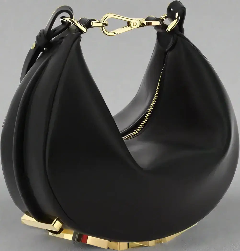 FENDI fendigraphy ring mini leather handbag with gold-tone hardware and zipper closure