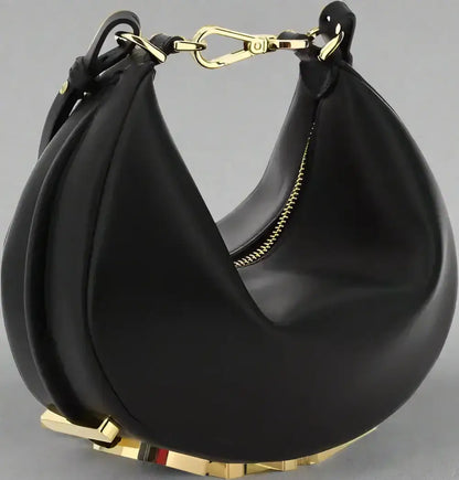 FENDI fendigraphy ring mini leather handbag with gold-tone hardware and zipper closure