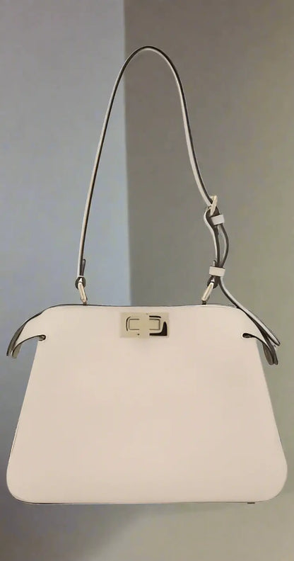 FENDI Peekaboo Leather Handbag with top handle and silver-toned hardware