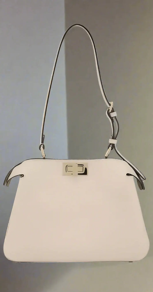 FENDI Peekaboo Leather Handbag with top handle and silver-toned hardware