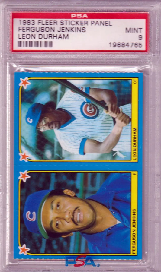 Graded 1983 Fleer Sticker Panel featuring Leon Durham PSA for Columbia Hobby and Cubs