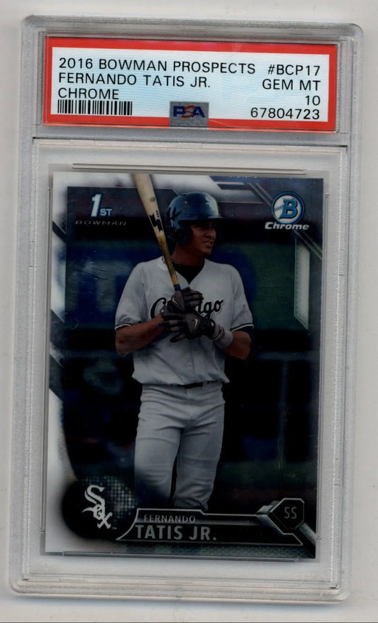 Fernando Tatis Jr Bowman Prospects Chrome baseball card graded GEM MT 10 PSA