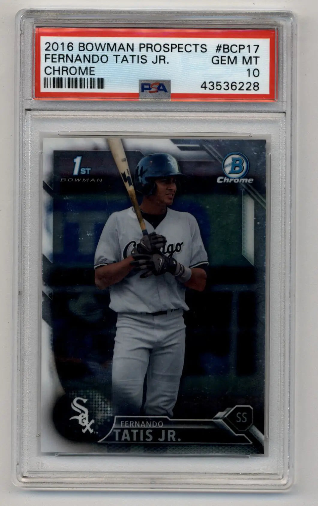 Graded 2016 Bowman Prospects Chrome Fernando Tatis Jr baseball card PSA 10 Gem Mint