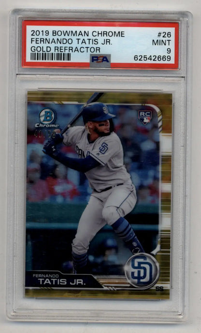 Fernando Tatis Jr 2019 Bowman Chrome Gold Refractor #26 41/50 PSA 9 Mint - Singles