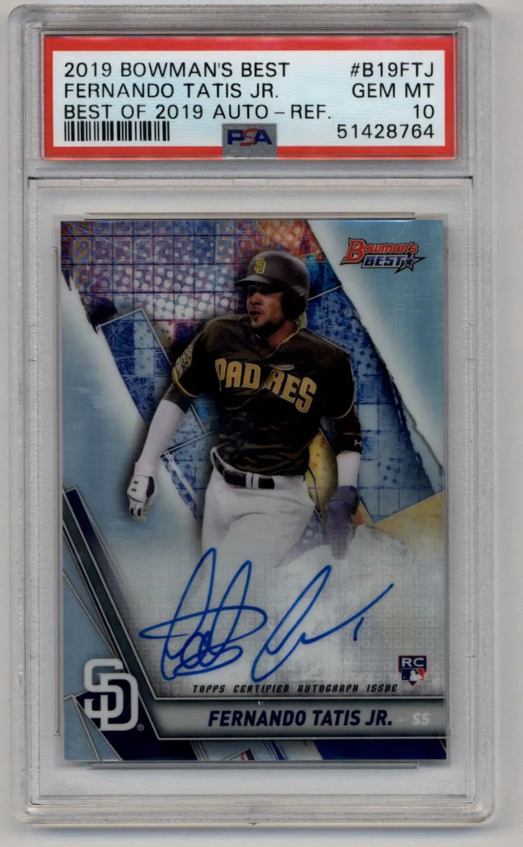 PSA-graded Fernando Tatis Jr 2019 Bowman’s Best refractor auto rookie card