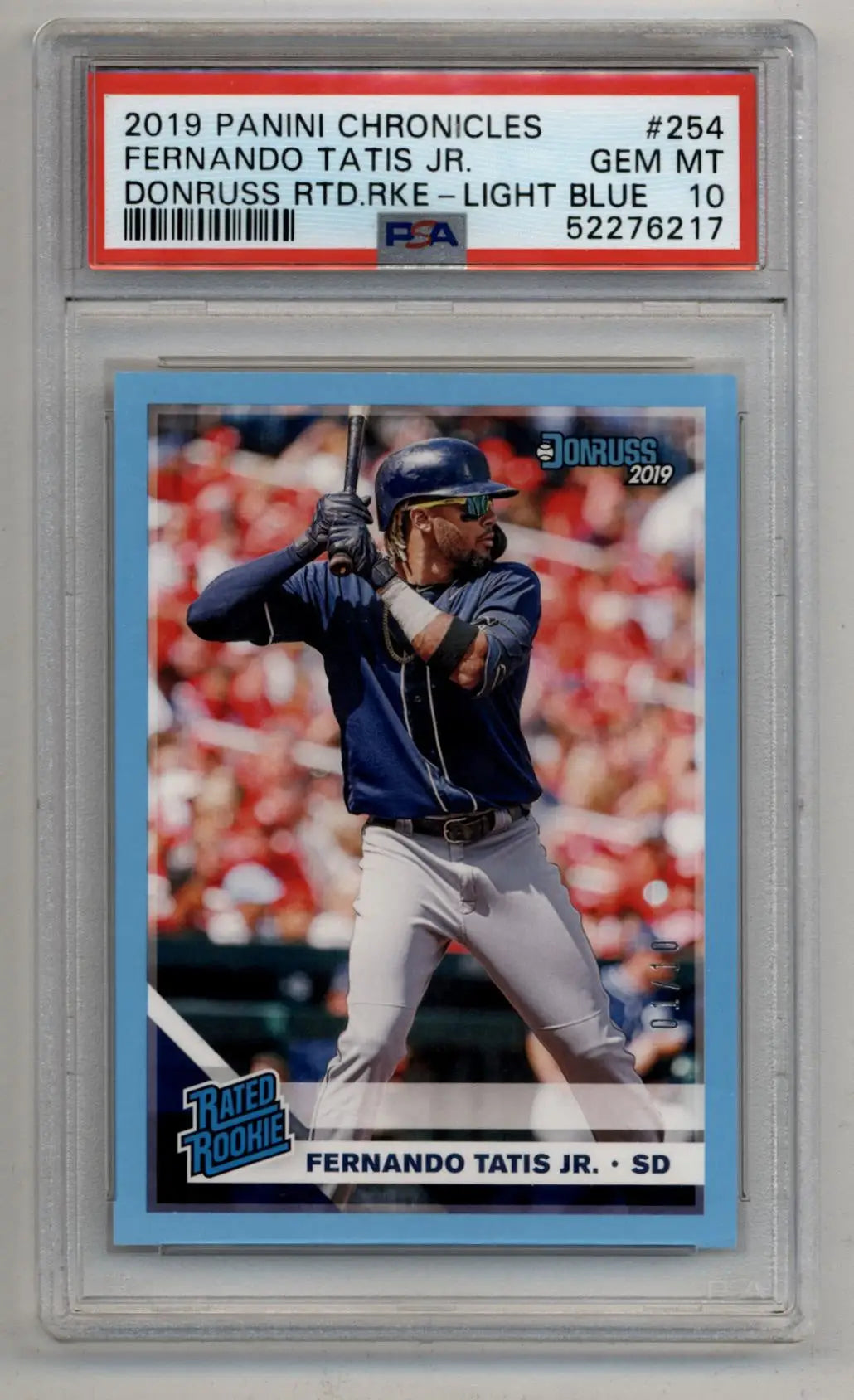 2019 Panini Chronicles Fernando Tatis Jr Rated Rookie Light Blue baseball card PSA GEM MT 10