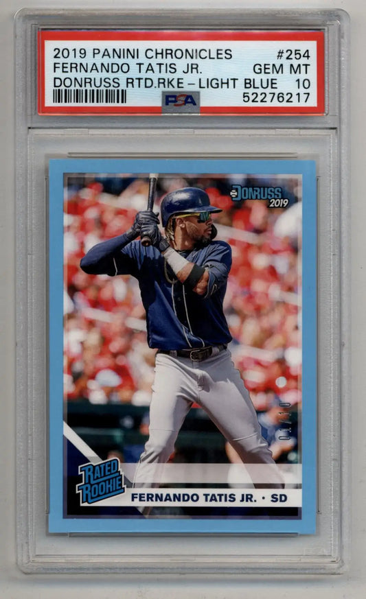 2019 Panini Chronicles Fernando Tatis Jr Rated Rookie Light Blue baseball card PSA GEM MT 10
