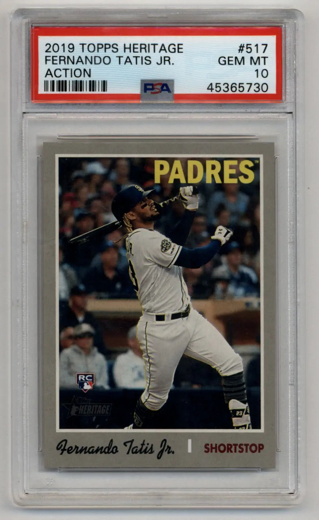 Heritage Action Fernando Tatis Jr 2019 baseball card PSA 10 Gem Mint display