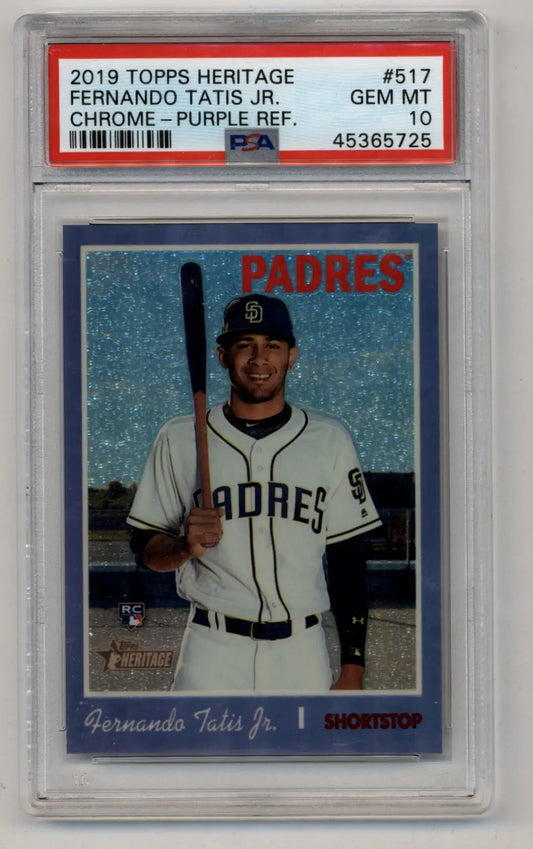 Heritage Chrome Purple Fernando Tatis Jr 2019 Baseball Card PSA 10 Gem Mint