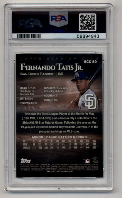 Graded Fernando Tatis Jr Stadium Club Chrome baseball trading card PSA 10 Gem Mint
