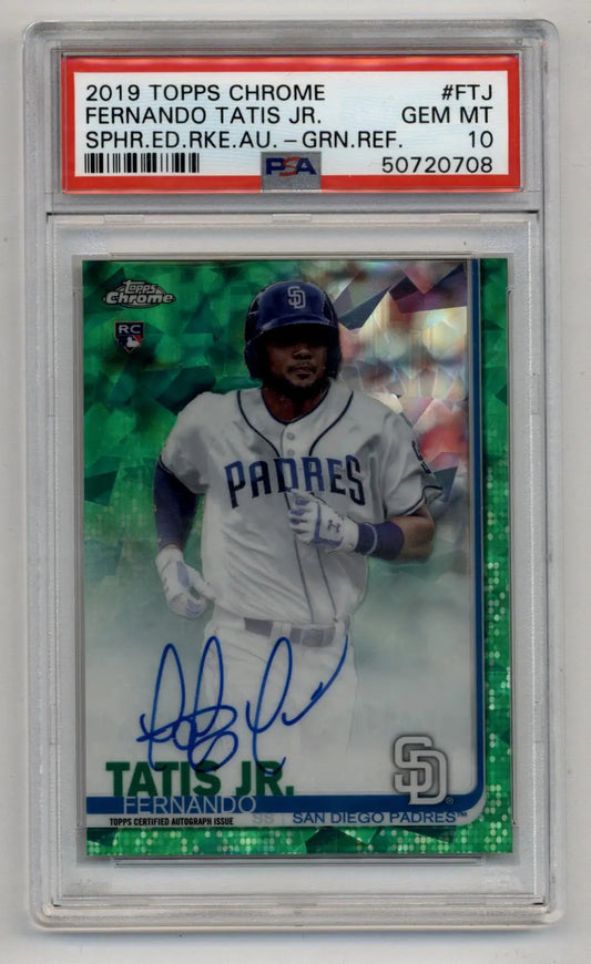 Fernando Tatis Jr 2019 Topps Chrome Sapphire Green Refractor Auto 36/50 PSA 10 Gem Mint - Singles
