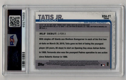 Fernando Tatis Jr 2019 Topps Chrome Update Rookie Debut Auto PSA 10 Gem Mint - Singles