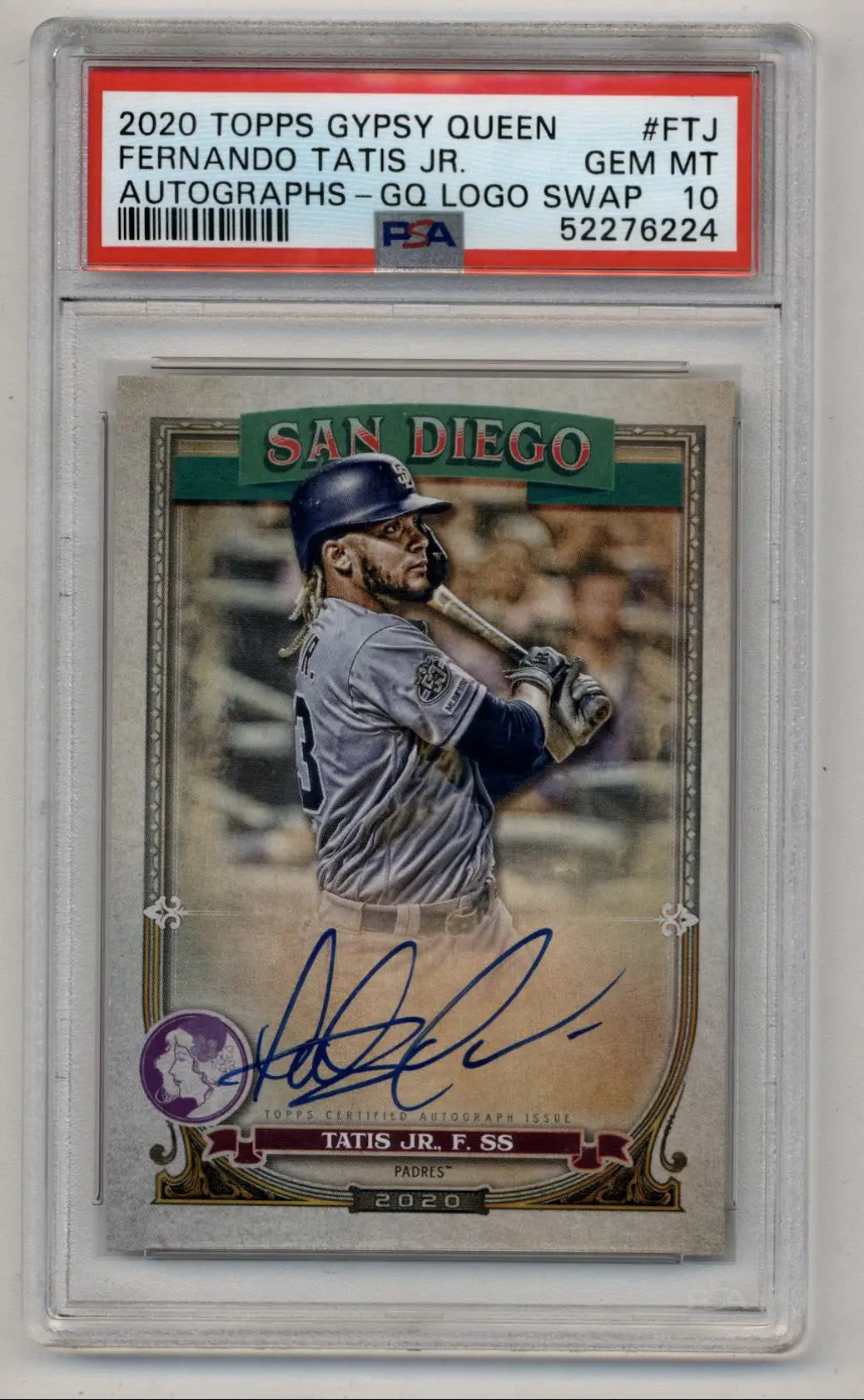 Fernando Tatis Jr Gypsy Queen logo swap baseball card PSA 10 Gem Mint autograph