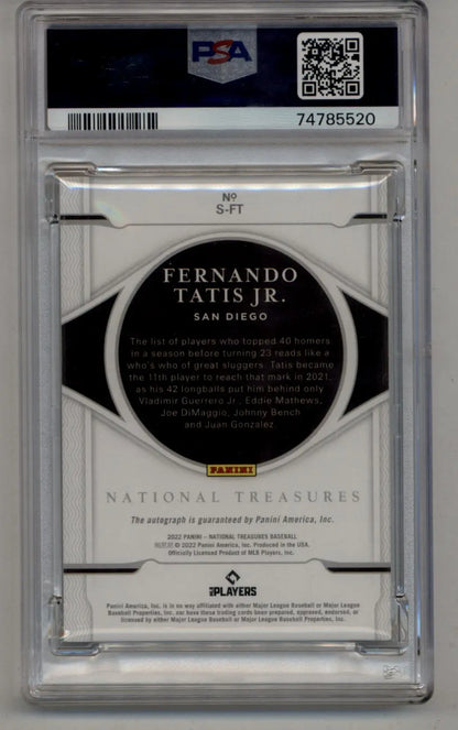 Fernando Tatis Jr. 2022 National Treasures Signature autographed baseball card PSA 9