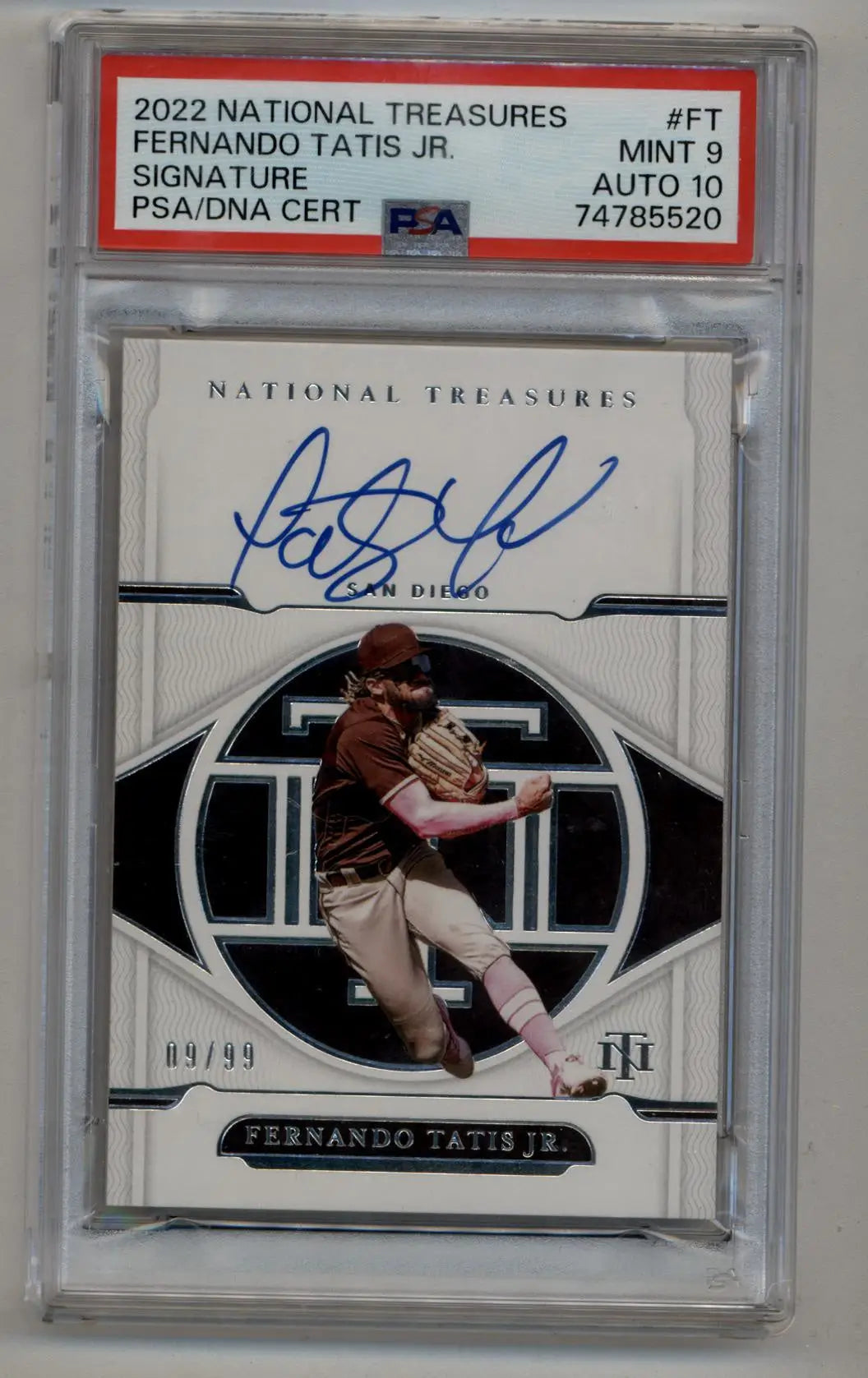 Graded Fernando Tatis Jr National Treasures Signature trading card with autograph PSA 9 Mint Auto 10