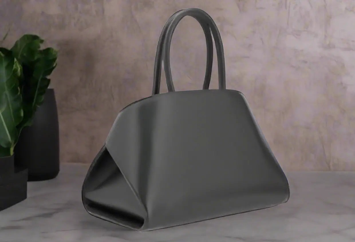 Ferragamo black red hug handbag with sleek dark gray design and dual top handles