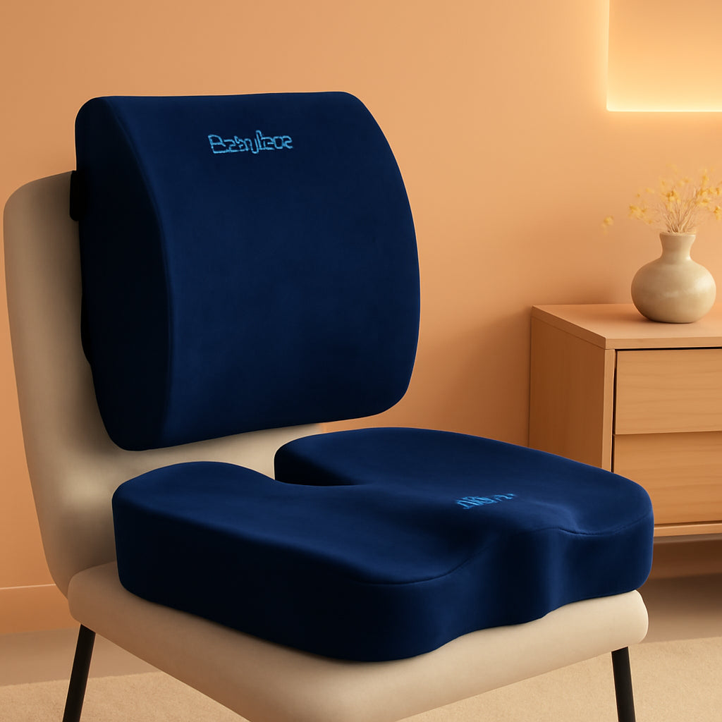 Seat Cushion,Office Chair Cushion,Car Seat Cushion,Lumbar Support Pillow for Office Chair,Back Support Memory Foam Pillow Coccyx Cushion for Tailbone Pain,Sciatica & Back Pain Relief -Blue-0