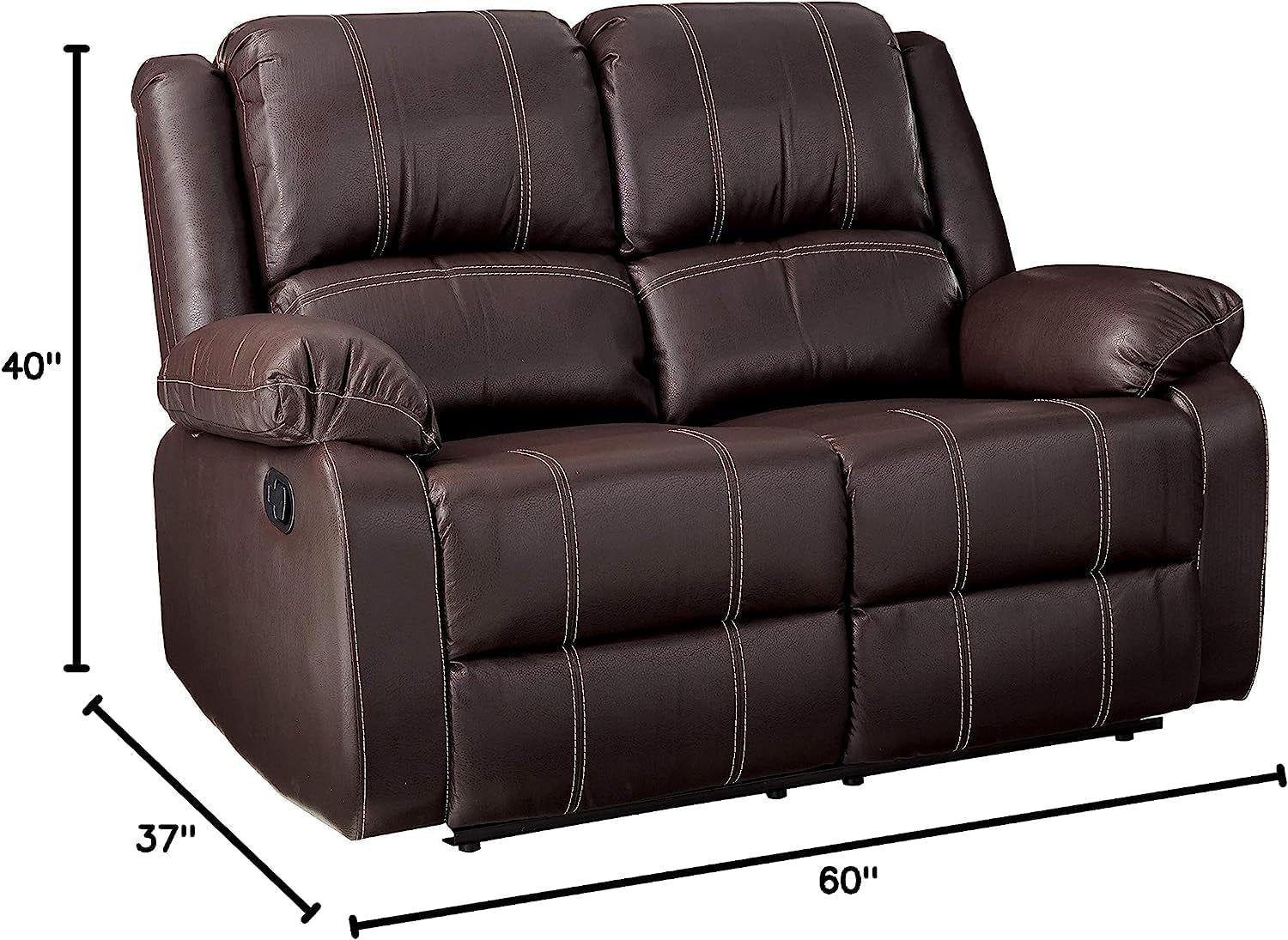 Brown Faux Leather Recliner Loveseat-2