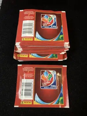 Stack of unopened 2015 FIFA Women’s World Cup sticker packs for FIFA World Cup collection