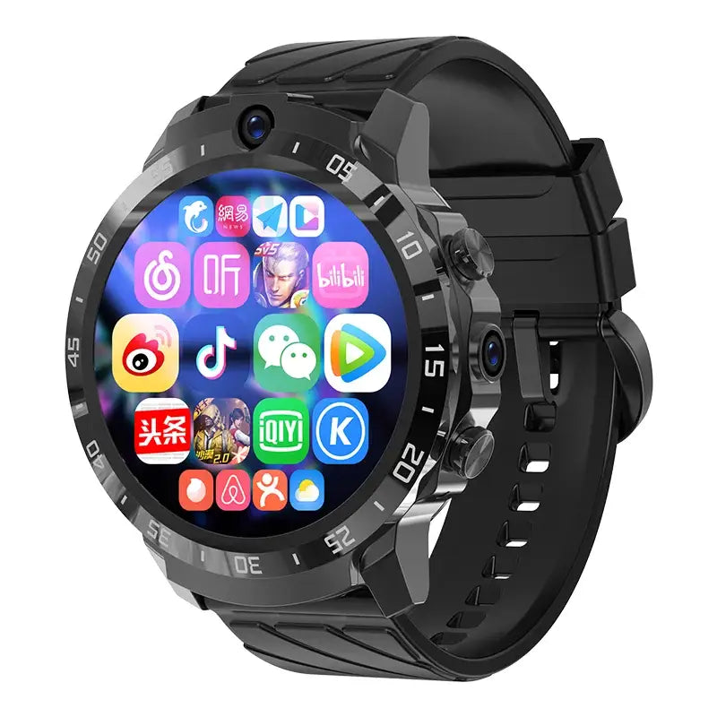 Black MT27 Smartwatch with 128G Music, Camera, Bluetooth, and app icons display