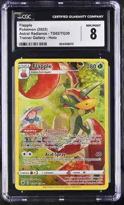 Graded Flapple Pokémon card from Astral Radiance Trainer Gallery set with CGC 8 rating
