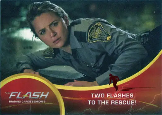 Police officer in uniform with a concerned expression on Flash Season 2 Deco Red Foil card