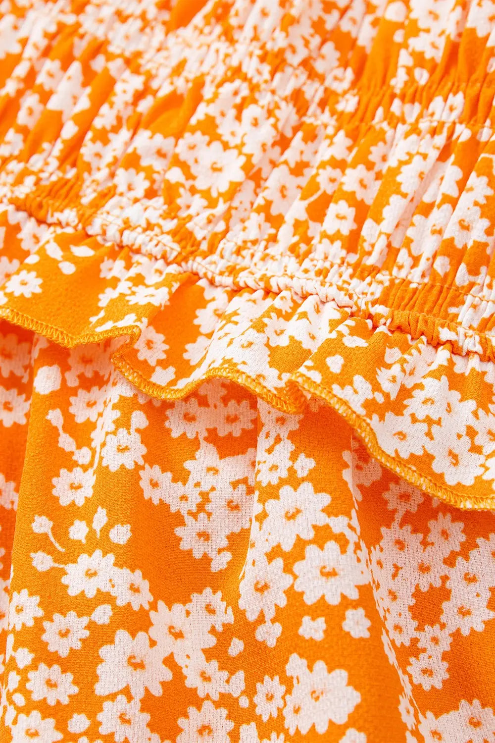 Floral Print Smocked V Neck Wide Sleeve Maxi Dress - dress