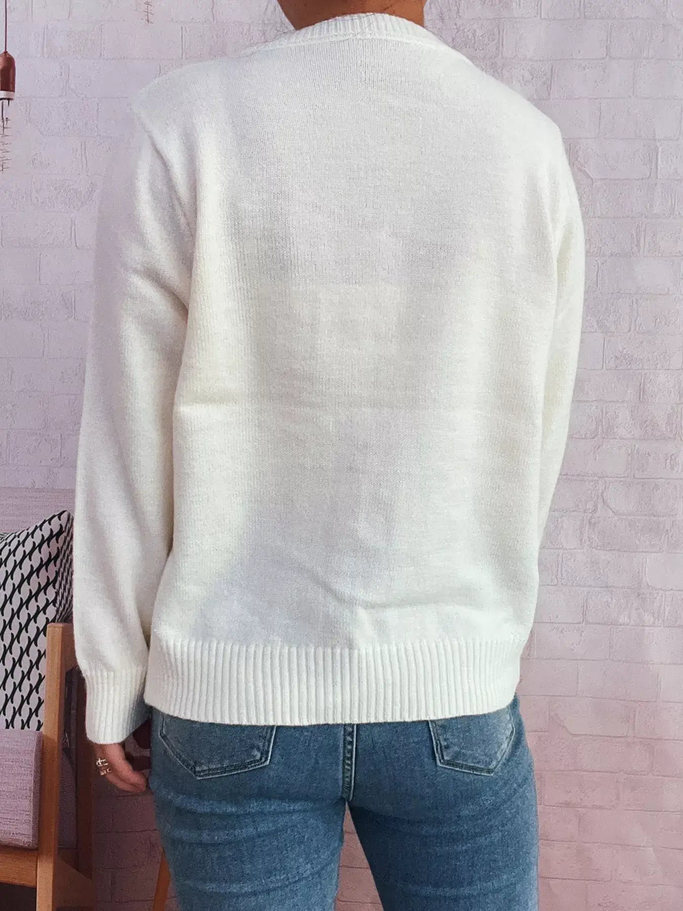 Floral Ribbed Hem Tie Front Cardigan - Cardigan