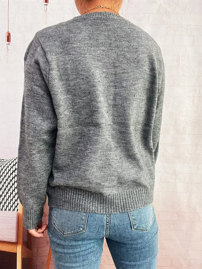 Floral Ribbed Hem Tie Front Cardigan - Cardigan