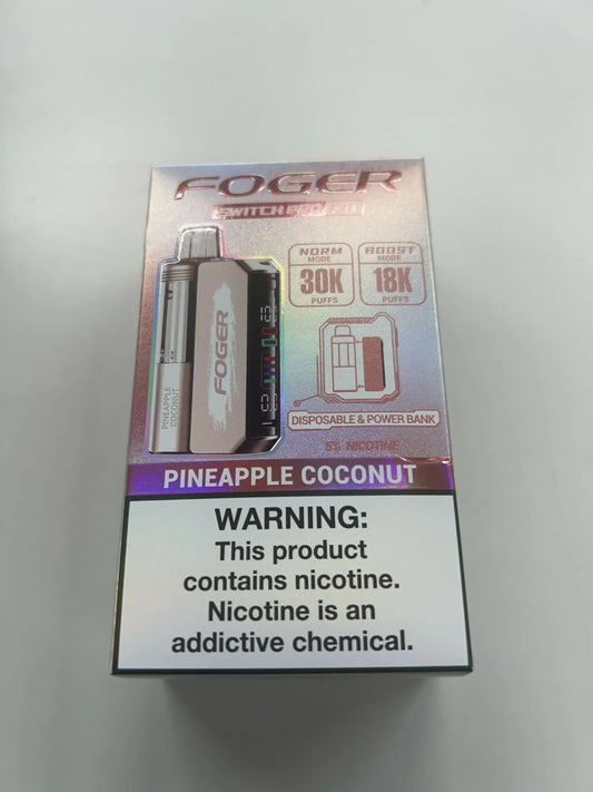 Foger Kit Pineapple Coconut flavored vape with disposable device and power bank