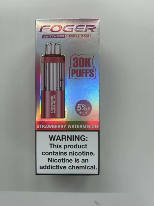 Disposable Foger Pod in Strawberry Watermelon flavor with 5% nicotine and 30,000 puffs