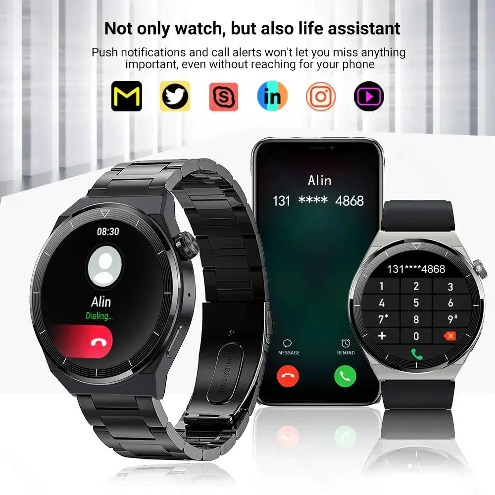 Huawei Xiaomi NFC GT3 Pro AMOLED smartwatch with call, notifications, and waterproof features