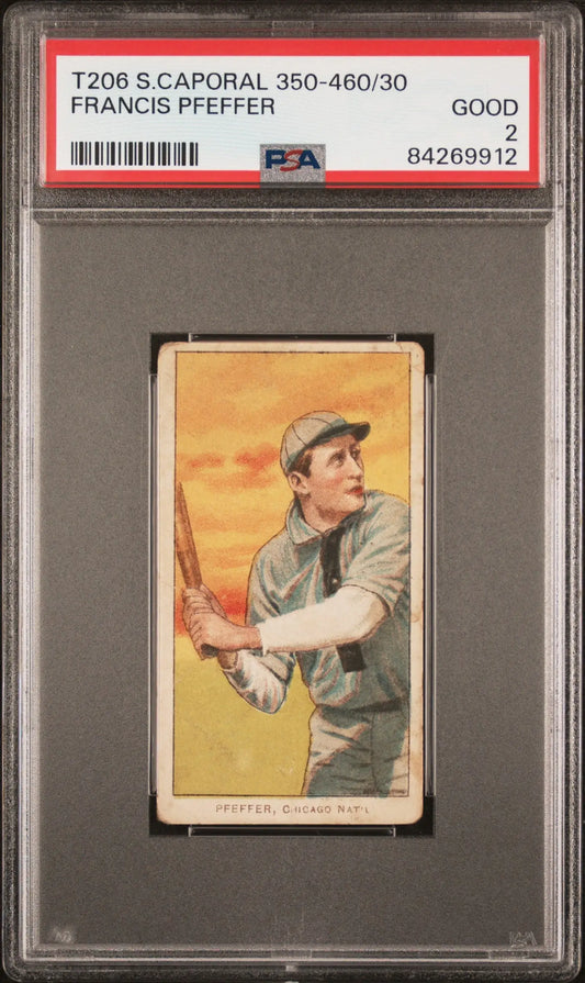PSA-graded Francis Pfeffer 1909-11 T206 Sweet Caporal baseball card in gray uniform