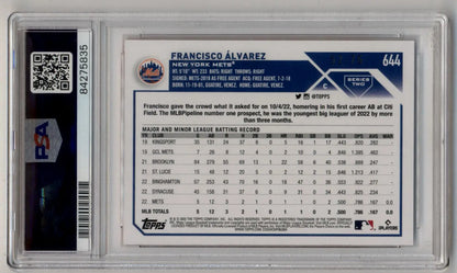 Francisco Alvarex 2023 Topps Independence Day card in protective case with stats