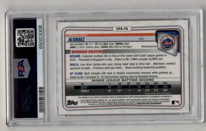 Francisco Alvarez 2020 Bowman Chrome Prospect Auto Orange Refractors 04/25 PSA 10 Gem Mint Auto 10 - Singles