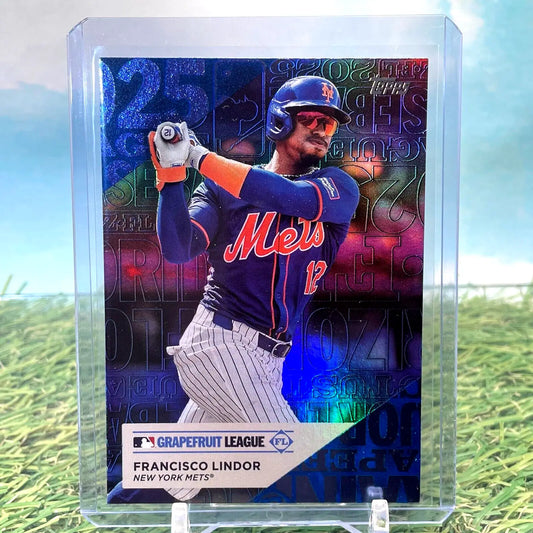 Francisco Lindor Mets Grapefruit League Refractor baseball card from 2025 Topps Series 1
