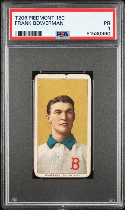 Vintage Frank Bowerman 1901-11 T206 Piedmont 150 card in PSA grading holder