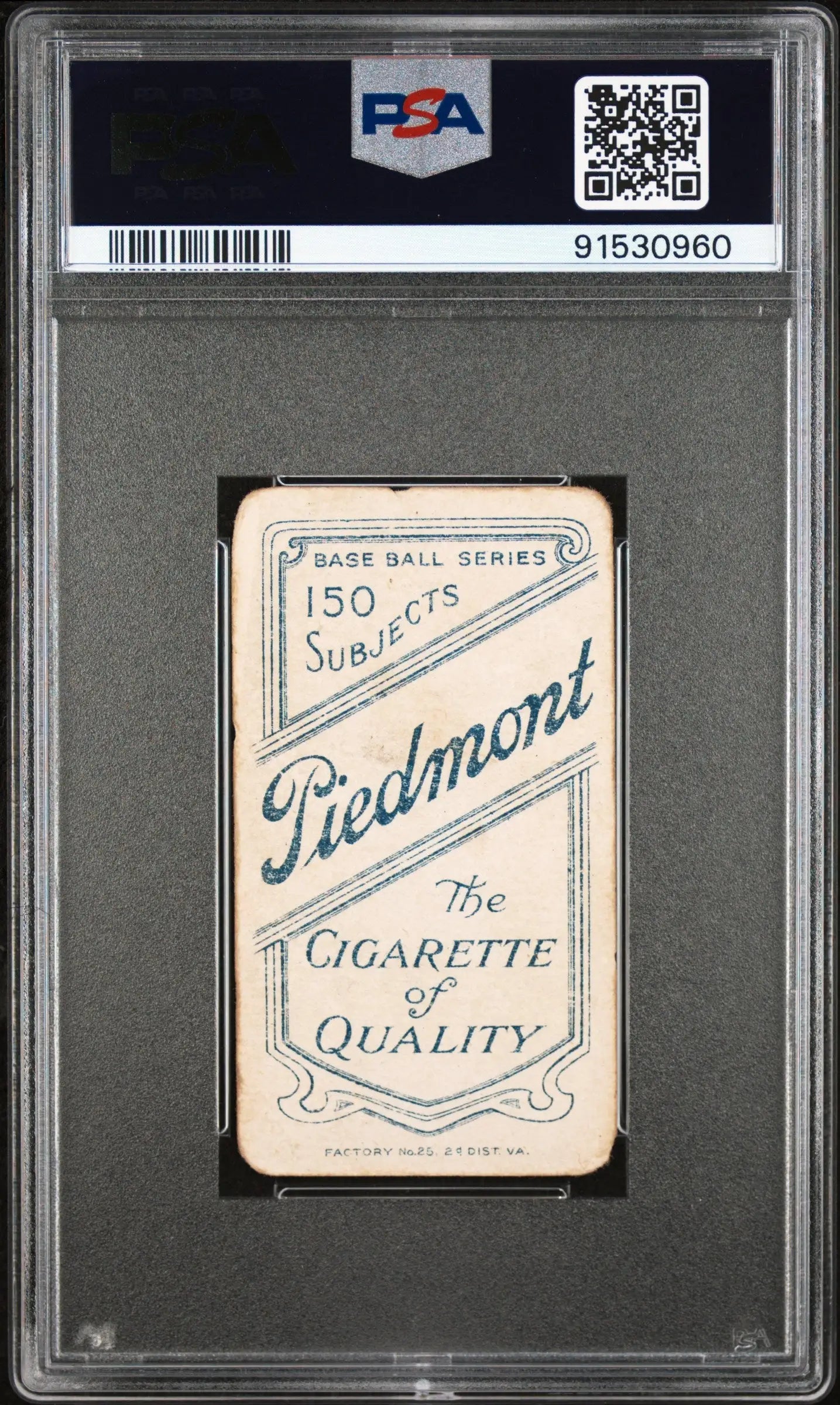 Frank Bowerman 1901-11 T206 Piedmont cigarette card with white and blue design